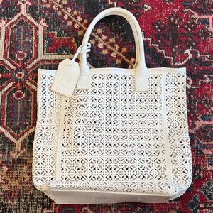 Tory Burch White Lattice Tote